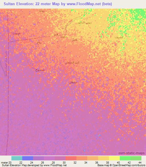 Sultan,Iraq Elevation Map