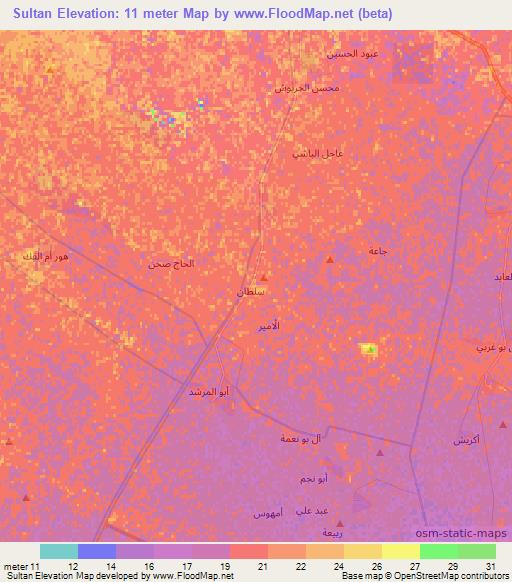 Sultan,Iraq Elevation Map