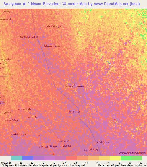 Sulayman Al `Udwan,Iraq Elevation Map