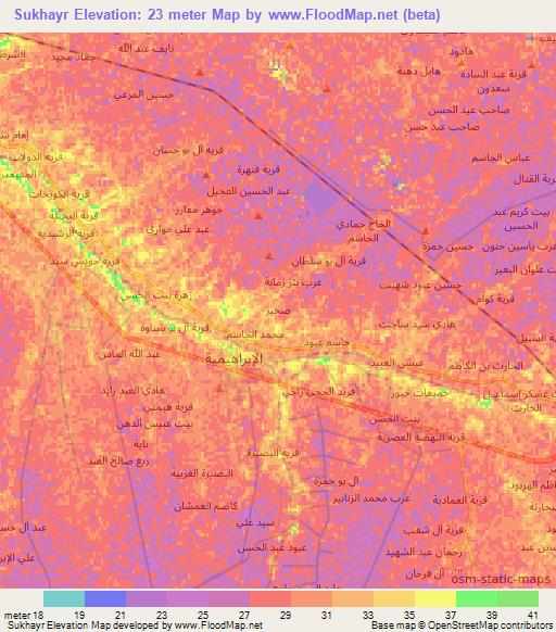 Sukhayr,Iraq Elevation Map