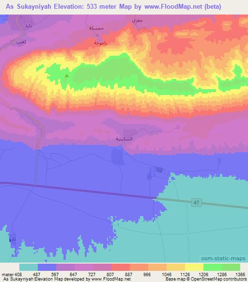 As Sukayniyah,Iraq Elevation Map