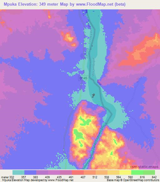 Mpuka,Zambia Elevation Map