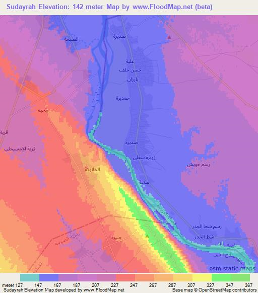 Sudayrah,Iraq Elevation Map