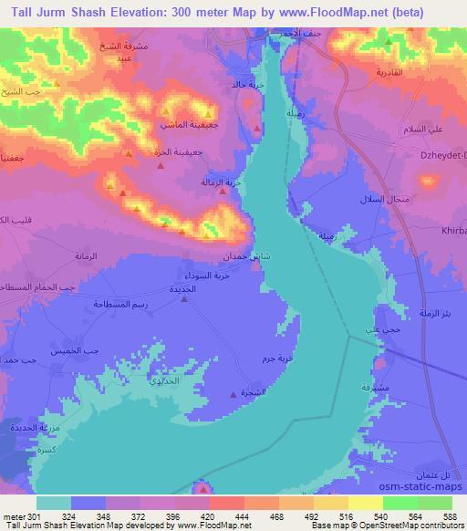 Tall Jurm Shash,Syria Elevation Map