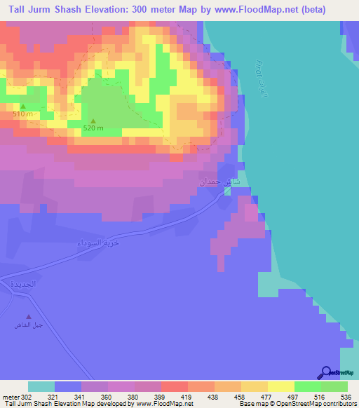 Tall Jurm Shash,Syria Elevation Map