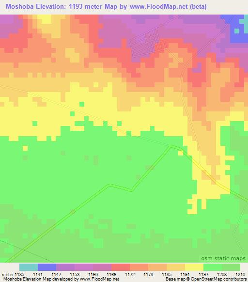 Moshoba,Zambia Elevation Map