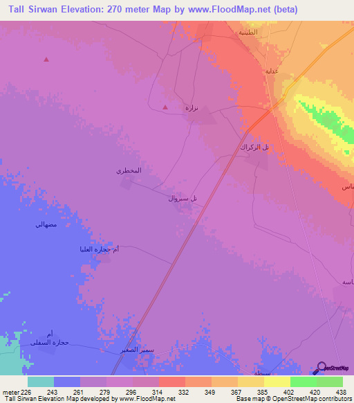 Tall Sirwan,Iraq Elevation Map