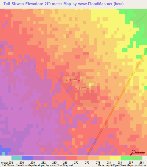 Tall Sirwan,Iraq Elevation Map