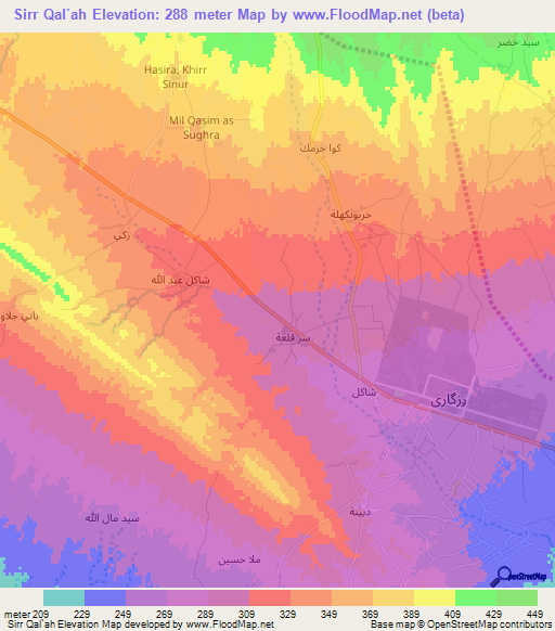 Sirr Qal`ah,Iraq Elevation Map