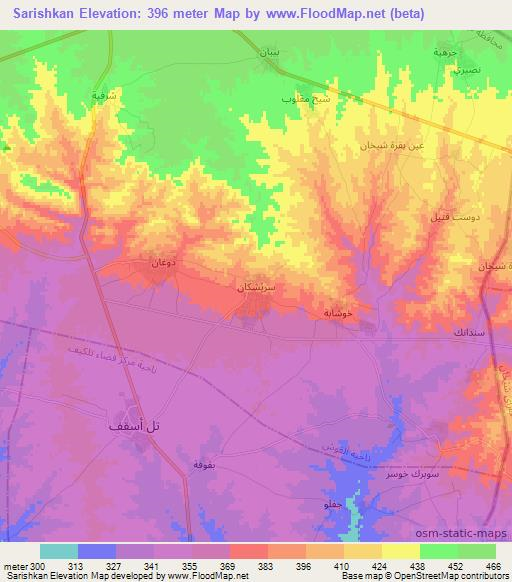 Sarishkan,Iraq Elevation Map