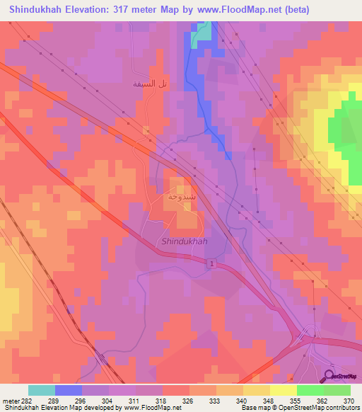 Shindukhah,Iraq Elevation Map