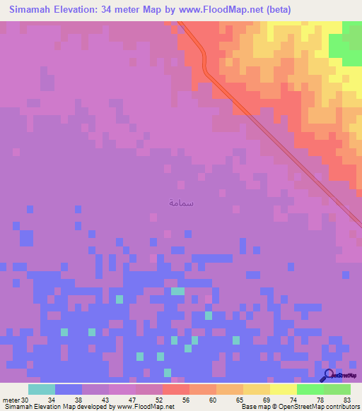 Simamah,Iraq Elevation Map