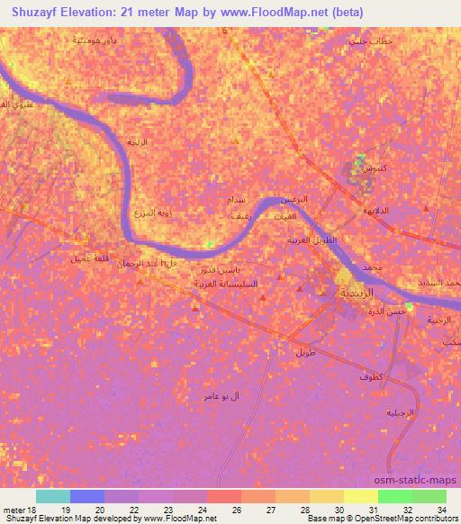 Shuzayf,Iraq Elevation Map