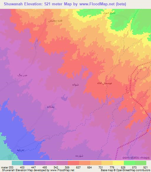 Shuwanah,Iraq Elevation Map