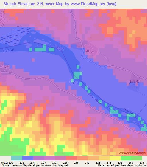 Shutah,Iraq Elevation Map