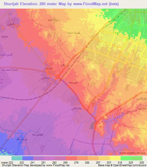 Shurijah,Iraq Elevation Map