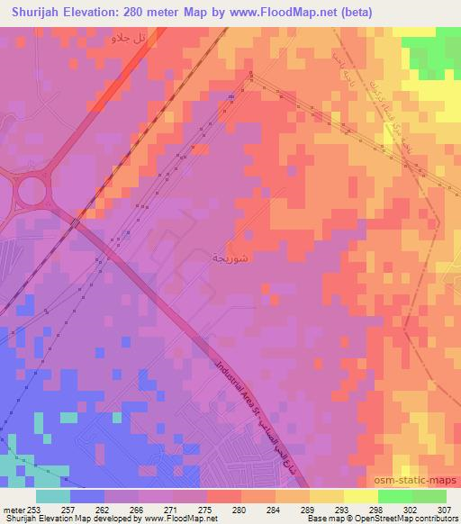 Shurijah,Iraq Elevation Map