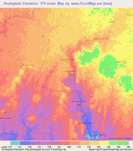 Shubaykah,Iraq Elevation Map