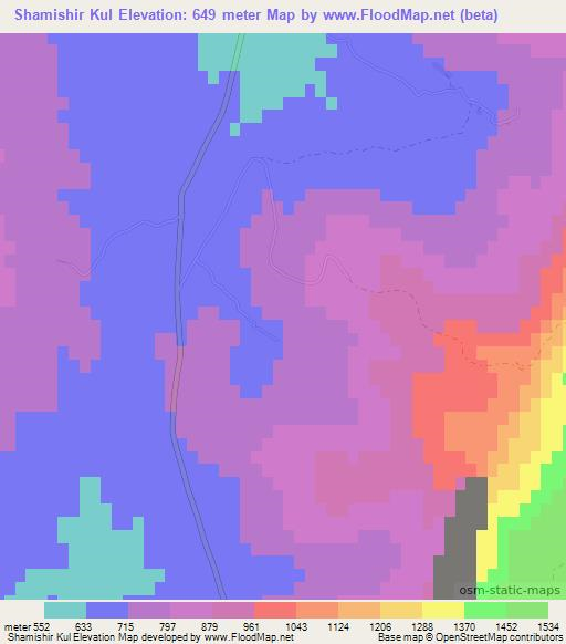 Shamishir Kul,Iraq Elevation Map