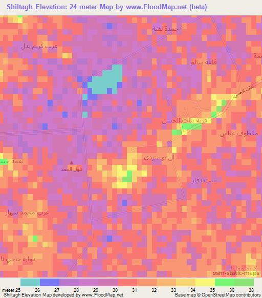 Shiltagh,Iraq Elevation Map