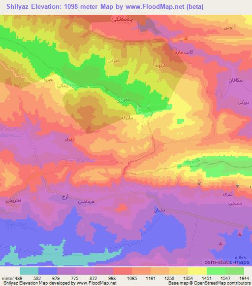 Shilyaz,Iraq Elevation Map