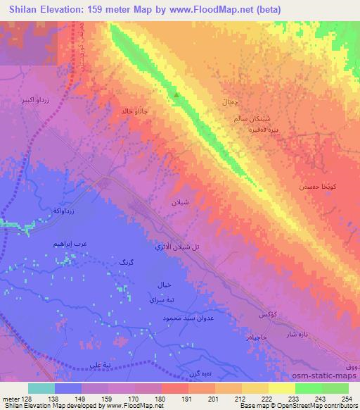 Shilan,Iraq Elevation Map