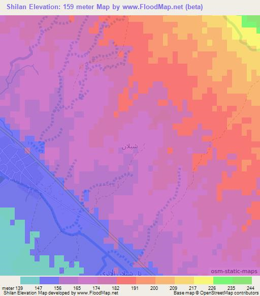 Shilan,Iraq Elevation Map