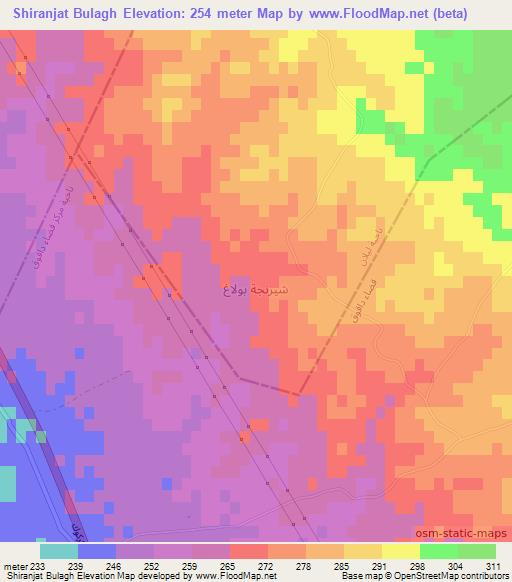 Shiranjat Bulagh,Iraq Elevation Map