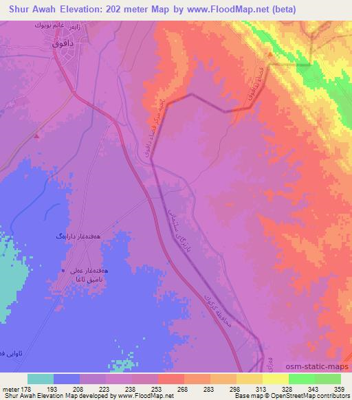 Shur Awah,Iraq Elevation Map