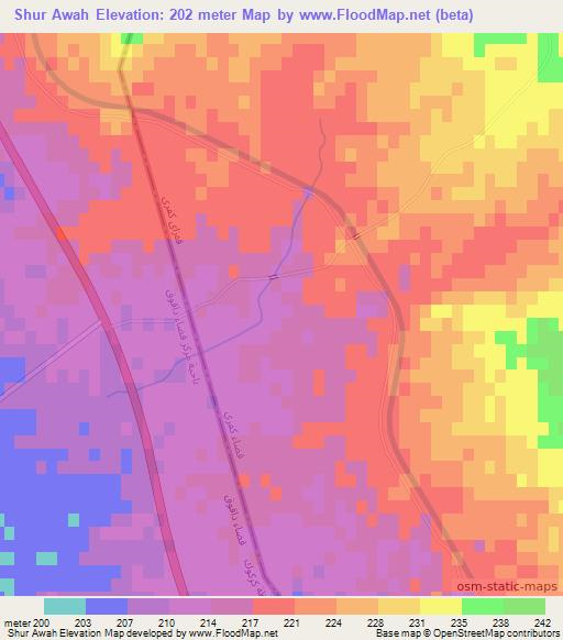 Shur Awah,Iraq Elevation Map