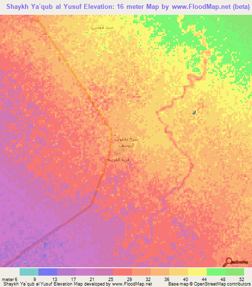 Shaykh Ya`qub al Yusuf,Iraq Elevation Map