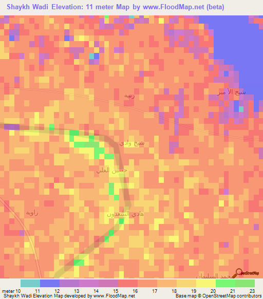 Shaykh Wadi,Iraq Elevation Map