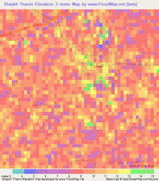 Shaykh Thamir,Iraq Elevation Map