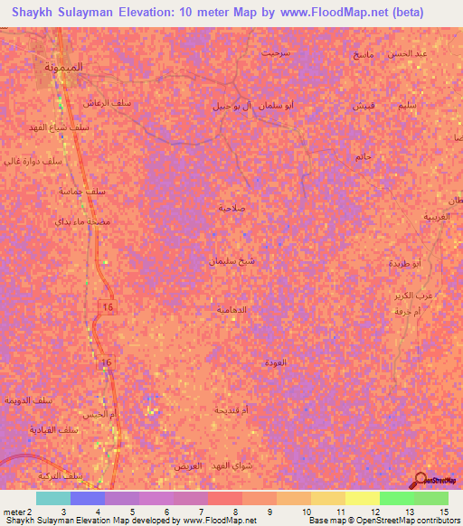 Shaykh Sulayman,Iraq Elevation Map