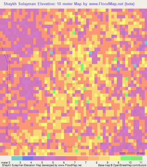 Shaykh Sulayman,Iraq Elevation Map