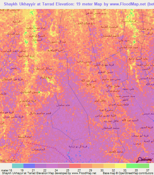 Shaykh Ukhayyir at Tarrad,Iraq Elevation Map