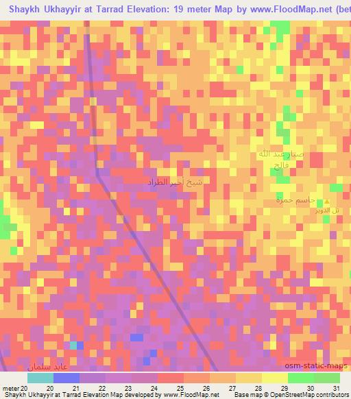 Shaykh Ukhayyir at Tarrad,Iraq Elevation Map