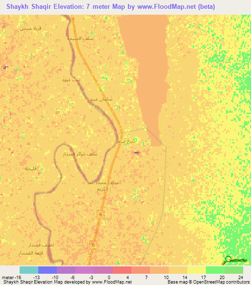 Shaykh Shaqir,Iraq Elevation Map