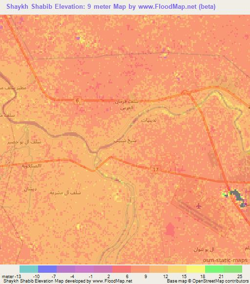 Shaykh Shabib,Iraq Elevation Map