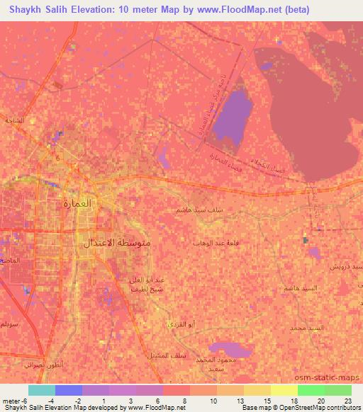 Shaykh Salih,Iraq Elevation Map