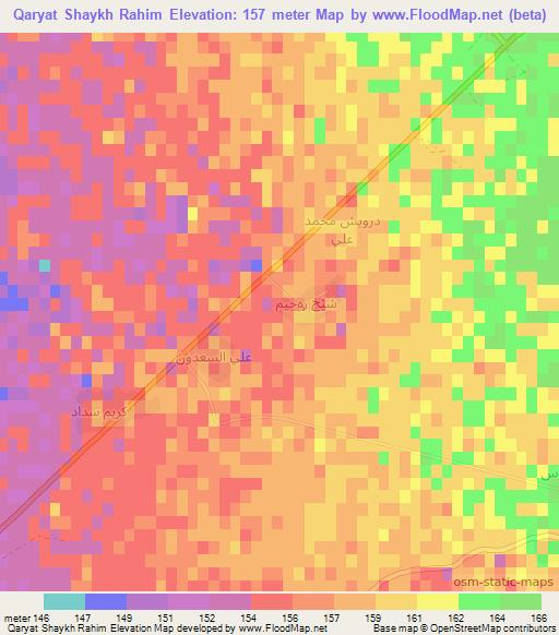 Qaryat Shaykh Rahim,Iraq Elevation Map