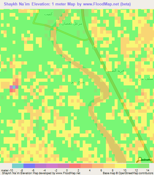 Shaykh Na`im,Iraq Elevation Map