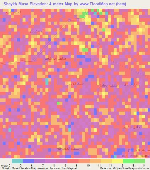 Shaykh Musa,Iraq Elevation Map