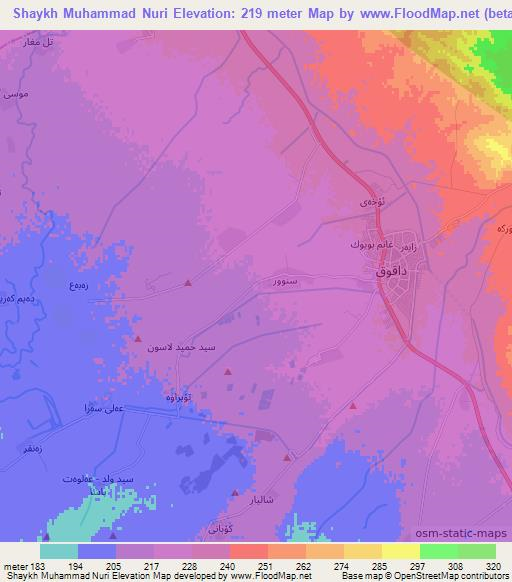 Shaykh Muhammad Nuri,Iraq Elevation Map