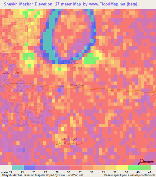 Shaykh Mazhar,Iraq Elevation Map