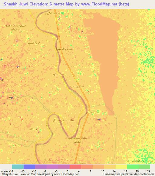 Shaykh Juwi,Iraq Elevation Map