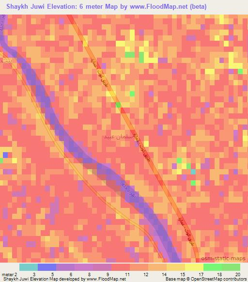 Shaykh Juwi,Iraq Elevation Map