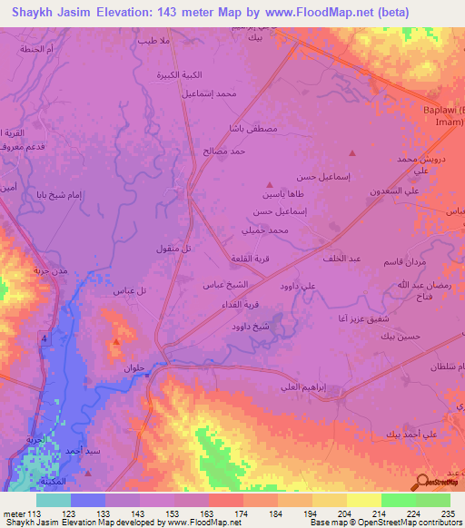 Shaykh Jasim,Iraq Elevation Map