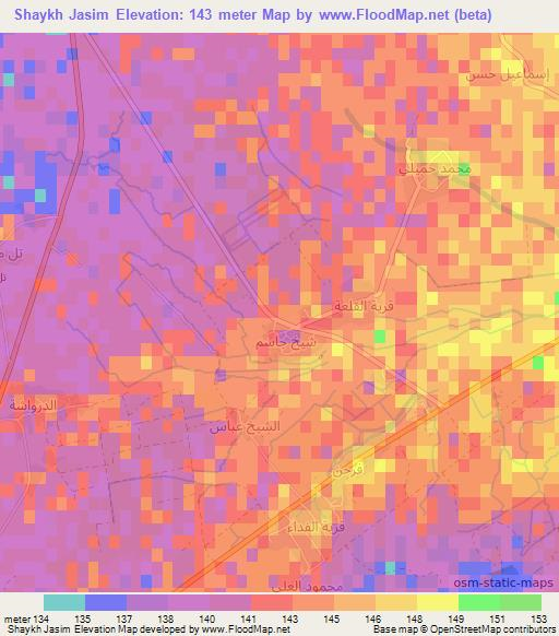 Shaykh Jasim,Iraq Elevation Map