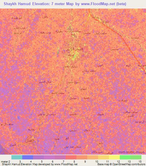 Shaykh Hamud,Iraq Elevation Map